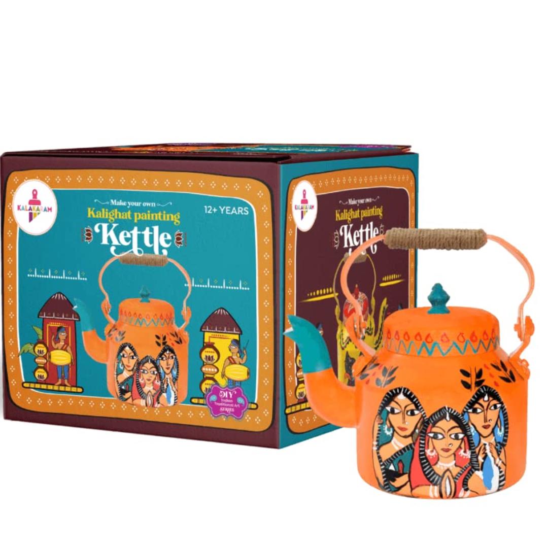 Kalakaram Make Your Own Kalighat Painting Kettle DIY Activity Box - SCOOBOO - KKM1503D - DIY Box & Kids Art Kit