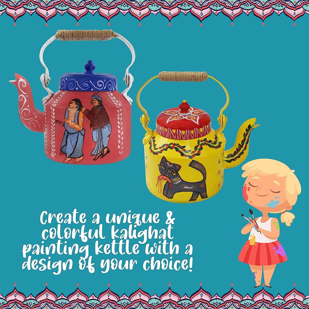 Kalakaram Make Your Own Kalighat Painting Kettle DIY Activity Box - SCOOBOO - KKM1503D - DIY Box & Kids Art Kit