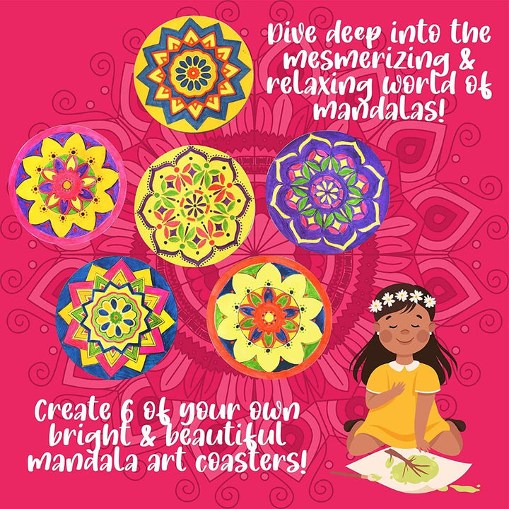 Kalakaram Paint Your Own Art Coasters, Pack of 6 Coasters - SCOOBOO - KKM1936E - DIY Box & Kids Art Kit
