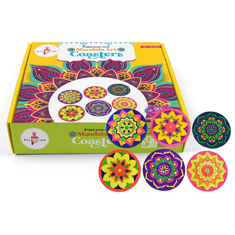 Kalakaram Paint Your Own Art Coasters, Pack of 6 Coasters - SCOOBOO - KKM1936E - DIY Box & Kids Art Kit