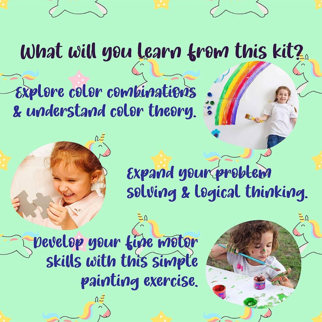 Kalakaram Paint Your Own Unicorn Wooden Puzzle Set - SCOOBOO - KKM1546C - DIY Box & Kids Art Kit