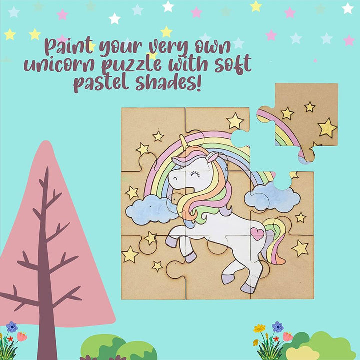 Kalakaram Paint Your Own Unicorn Wooden Puzzle Set - SCOOBOO - KKM1546C - DIY Box & Kids Art Kit