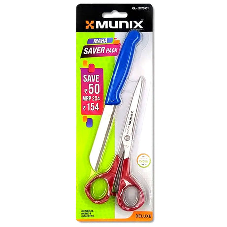 Kangaro Munix Delux Maha Saver Pack Scissors+Knife - SCOOBOO - GL-2170C1 - SCISSORS