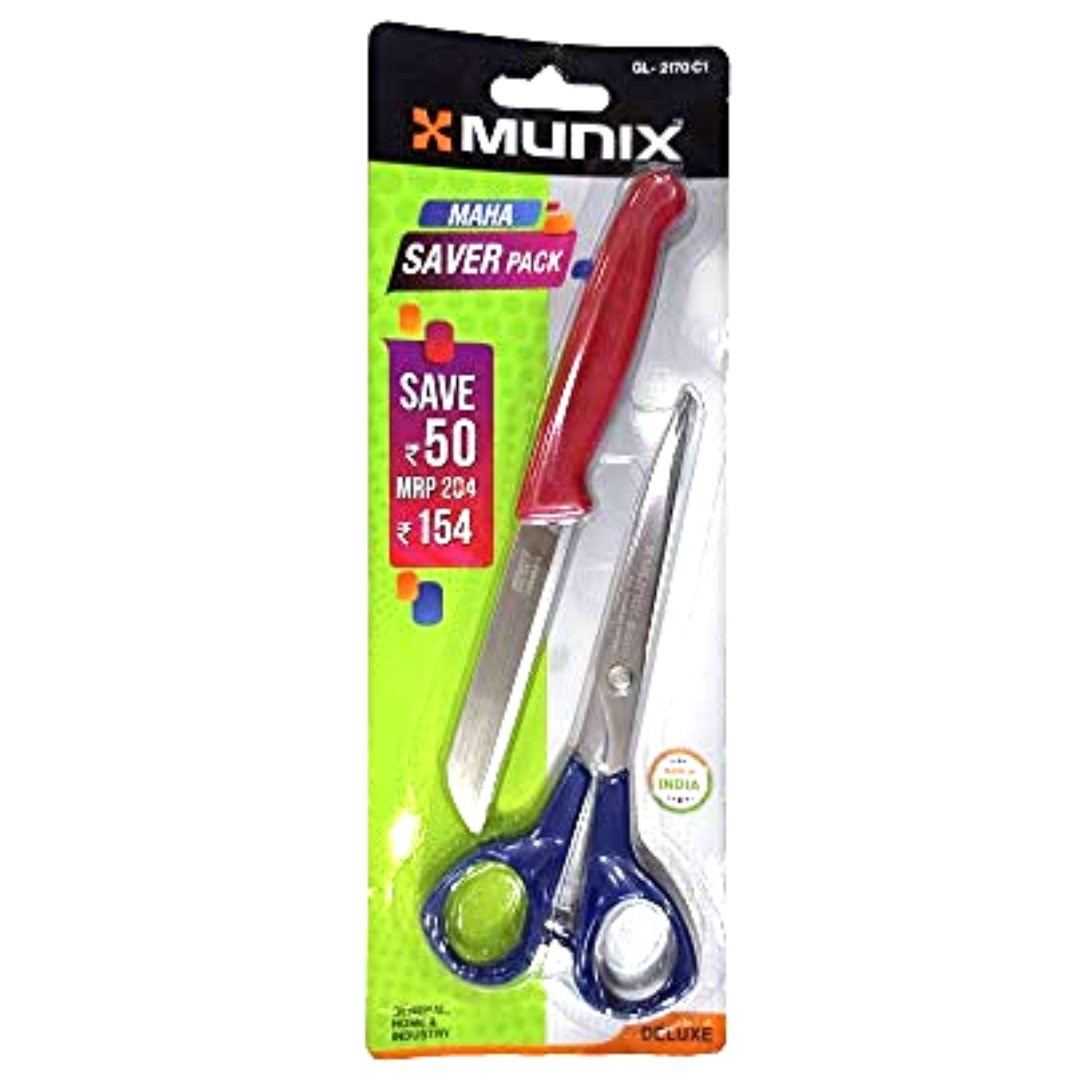 Kangaro Munix Delux Maha Saver Pack Scissors+Knife - SCOOBOO - GL-2170C1 - SCISSORS