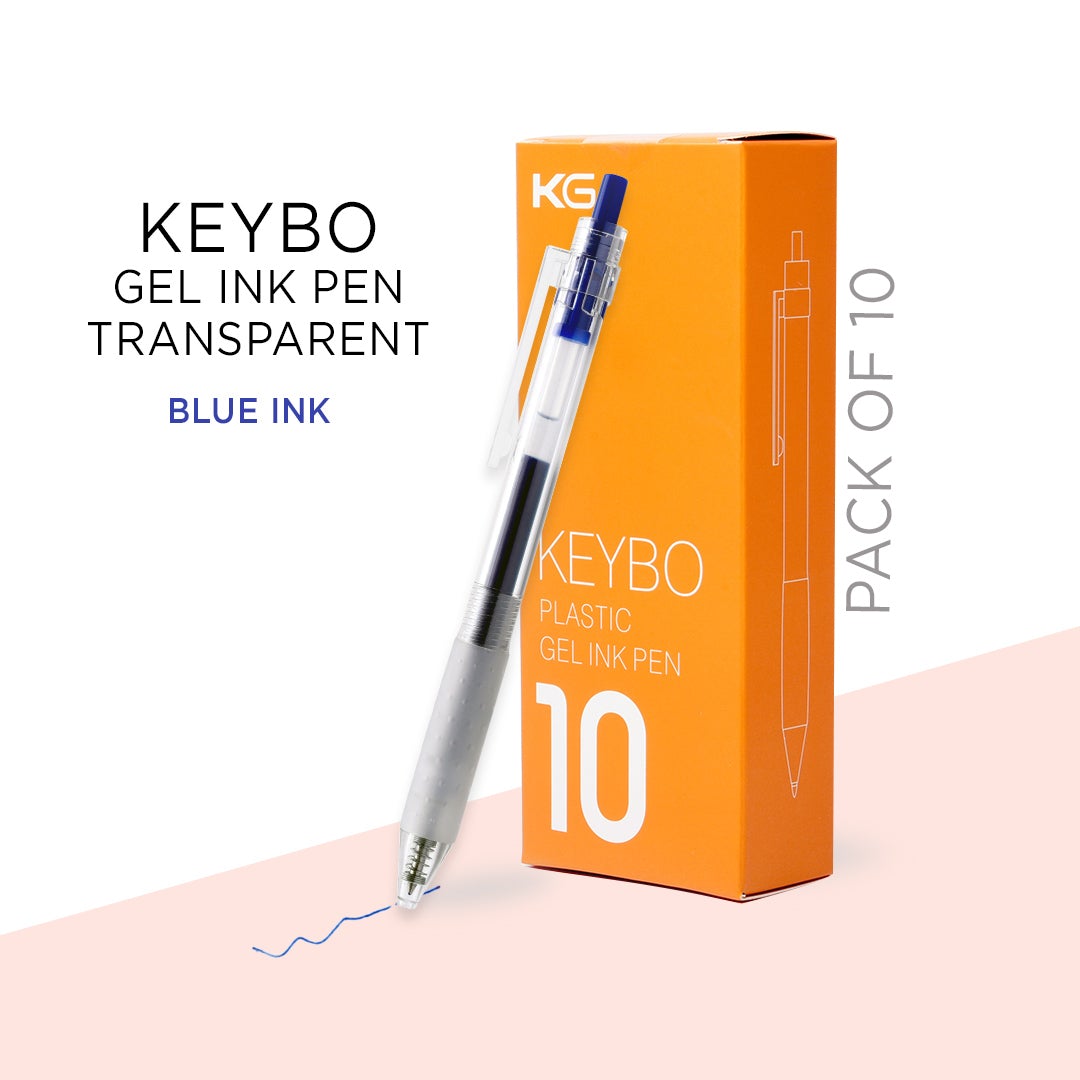 KEYBO GEL INK PEN TRANSPARENT 0.5mm-PACK OF 10 - SCOOBOO - KEYBO Blue 0.5mm-3 - Gel Pens