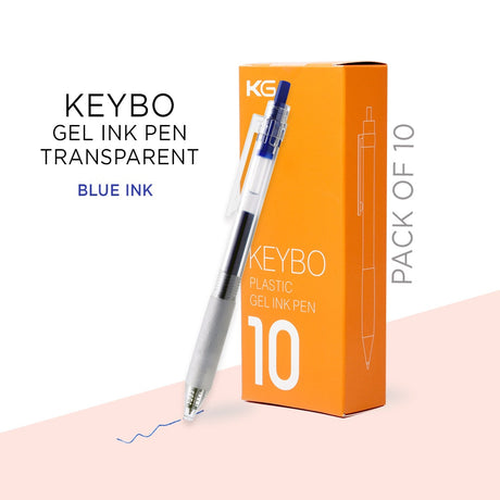 KEYBO GEL INK PEN TRANSPARENT 0.5mm-PACK OF 10 - SCOOBOO - KEYBO Blue 0.5mm-3 - Gel Pens