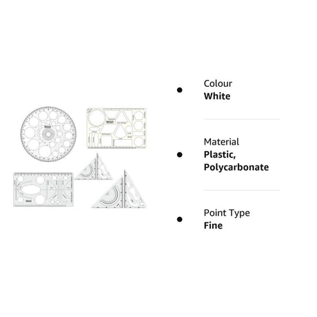 Khyati Geometry Template (16 Shapes) - SCOOBOO - D220 - Rulers & Measuring Tools