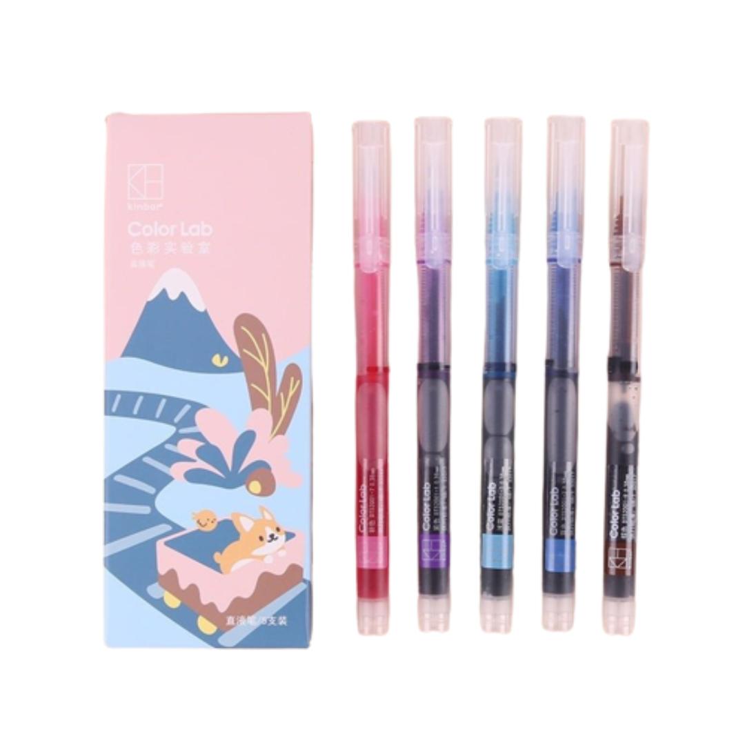 Kinbor Speeding Valley Multicolor Fibre Based Pens 0.38mm (Pack of 5) - SCOOBOO - DT52002 - Gel Pens