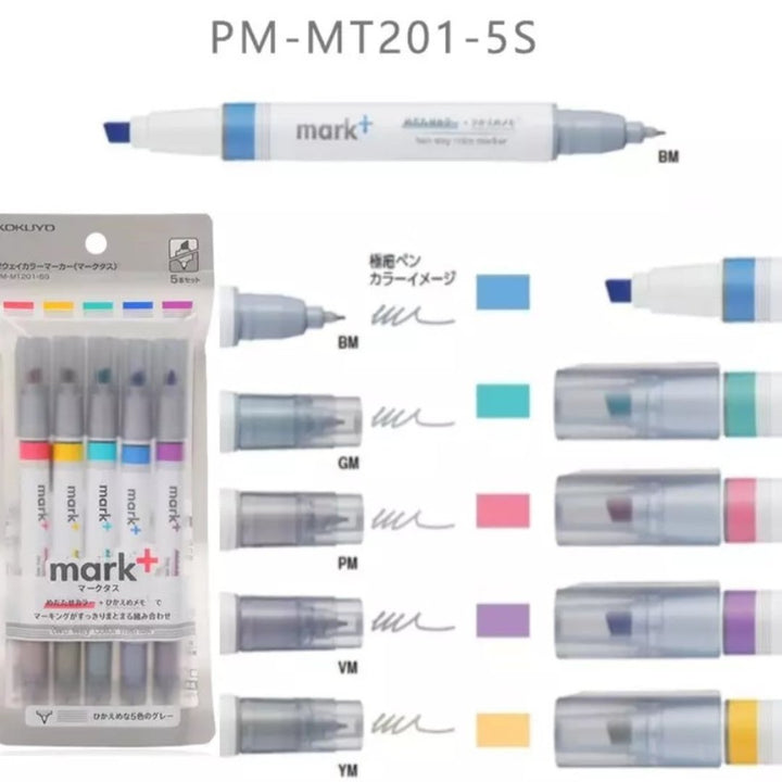 Kokuyo Mark Plus Two Way Color Marker Gray - SCOOBOO - PMMT201-5S - Highlighter