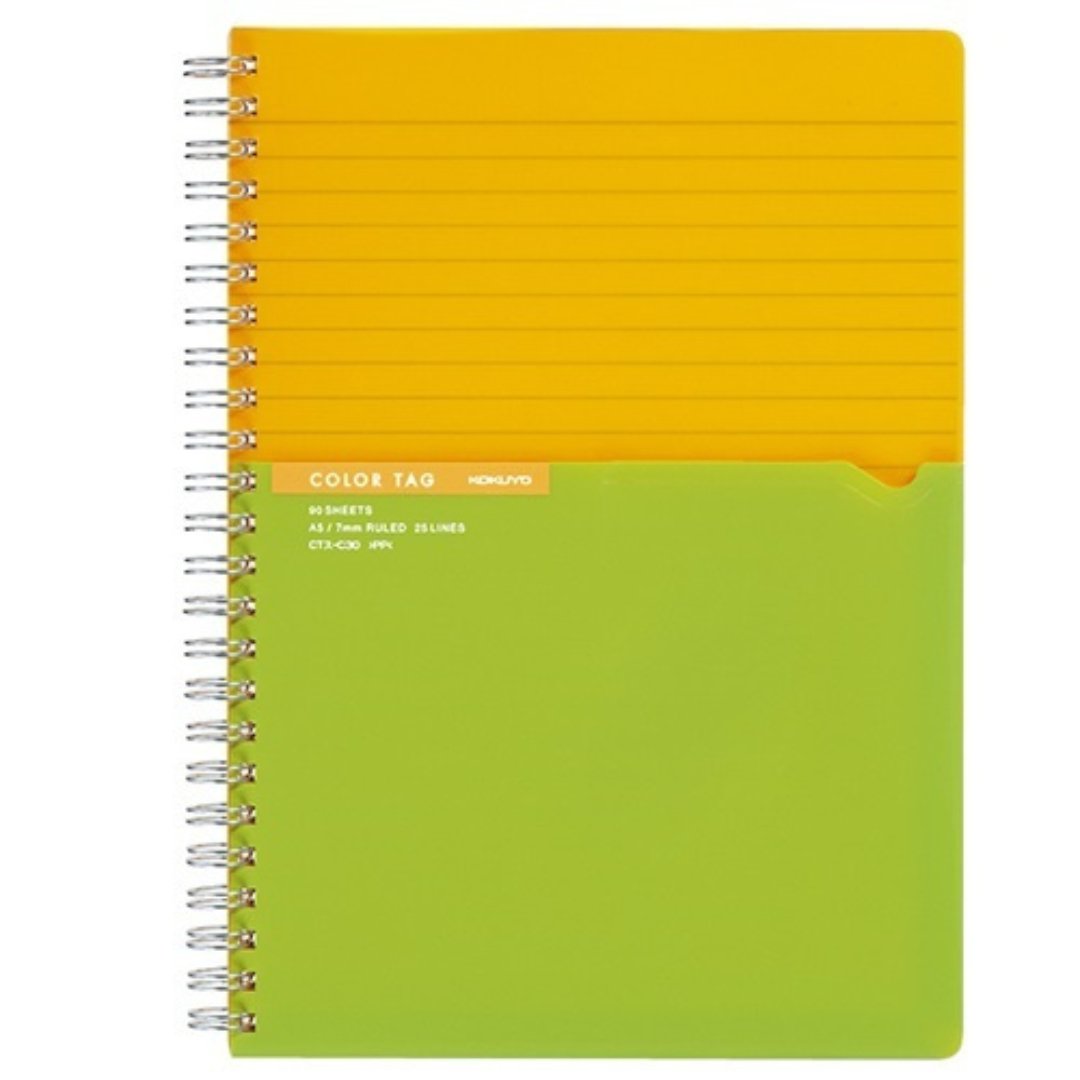 Kokuyo Twin Ring Notebook Color Tag Bicolor A5 - SCOOBOO - CT-C30Y - Ruled