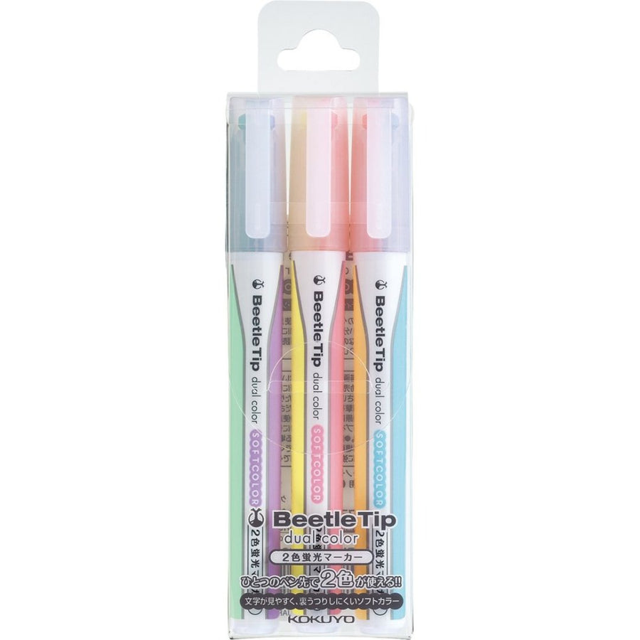Kokuyo Two-Color Fluorescent Marker Dual Soft - SCOOBOO - PML313-3S - Highlighter
