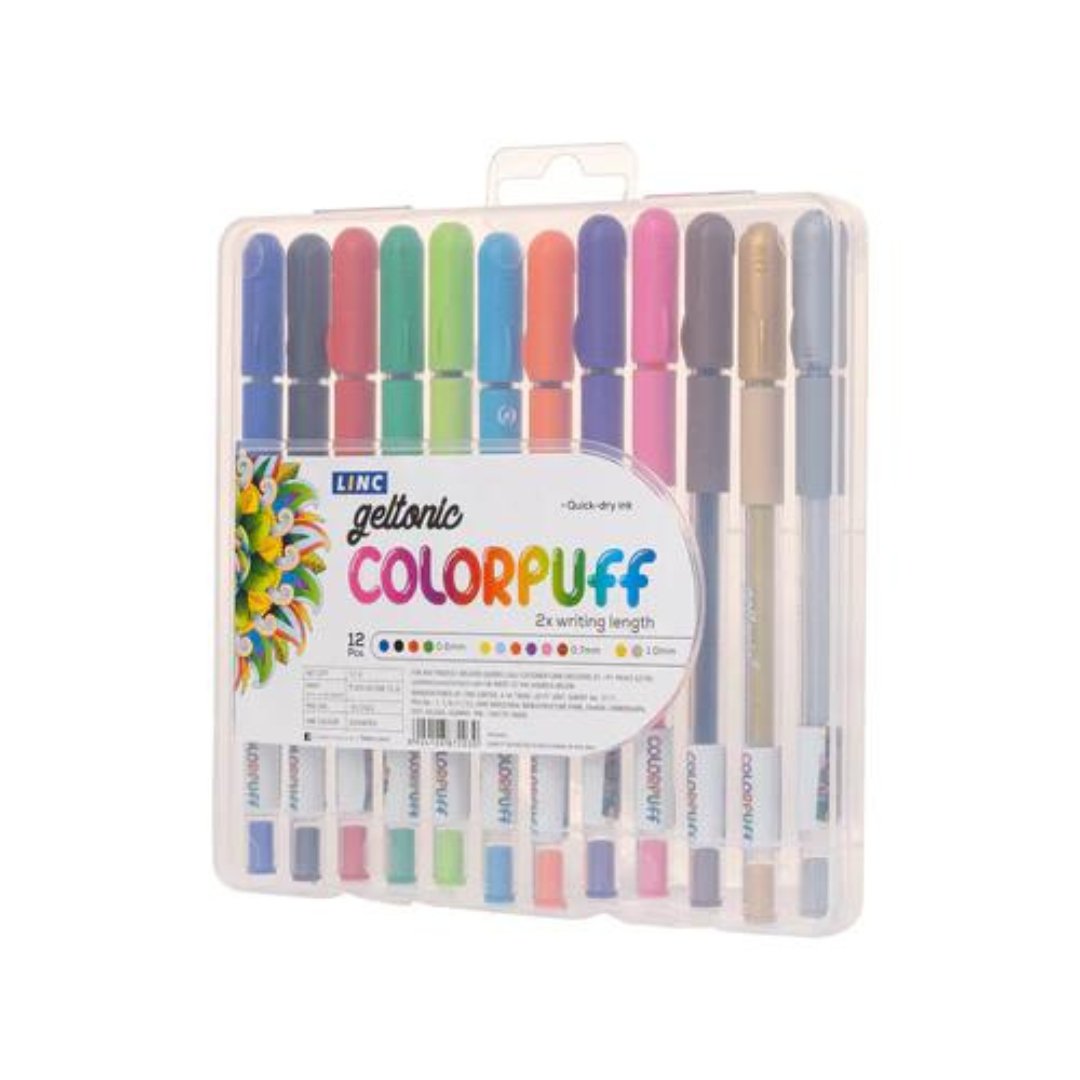 Linc Geltonic Colorpuff Gel Pen- Pack of 12 - SCOOBOO - 862 - Gel Pens