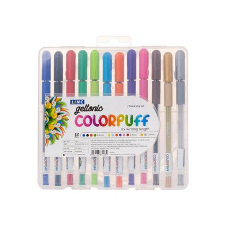 Linc Geltonic Colorpuff Gel Pen- Pack of 12 - SCOOBOO - 862 - Gel Pens