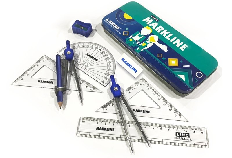 Linc Markline Geometry Instrument Box - SCOOBOO - Rulers & Measuring Tools