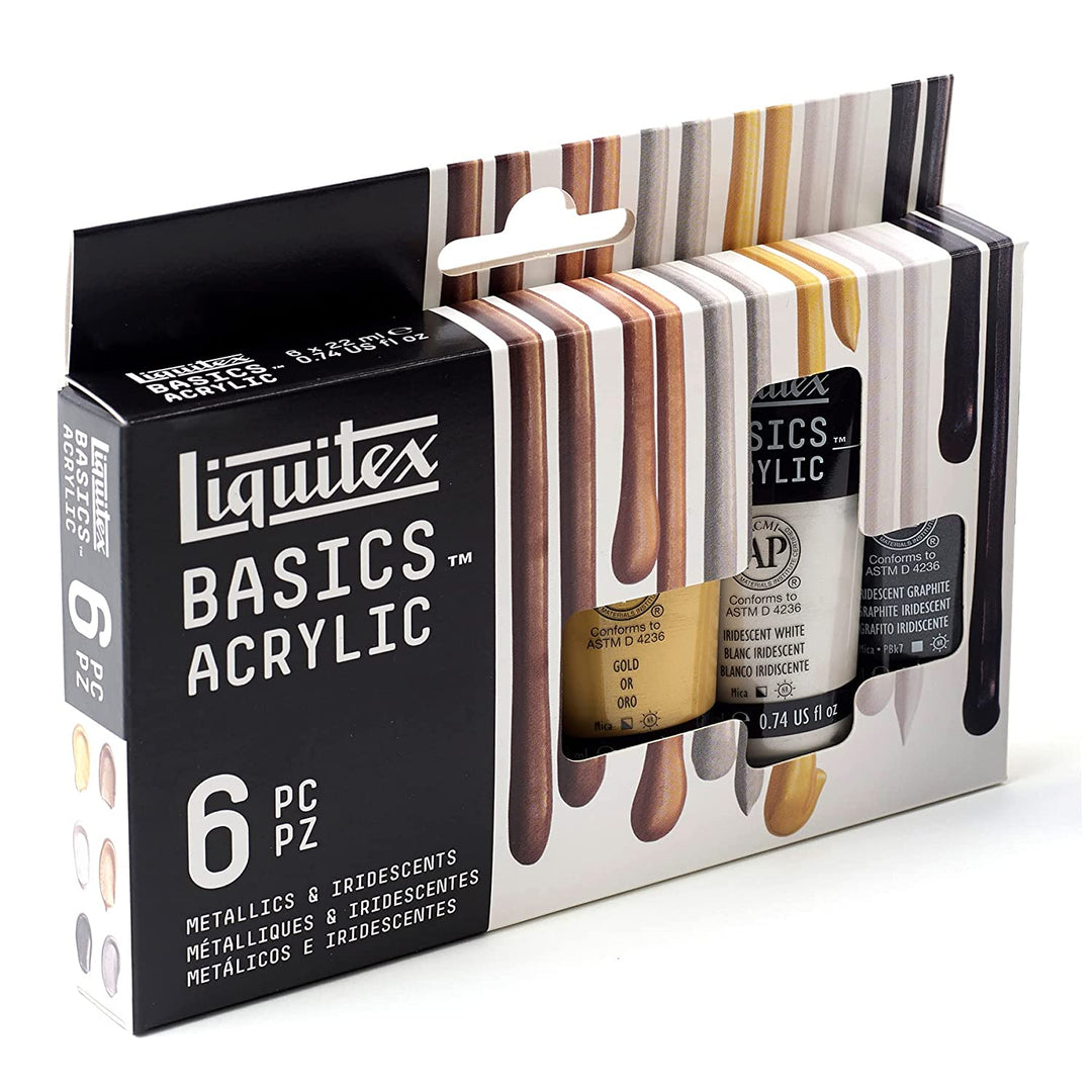 Liquitex Basic Acrylic Metal & Lrid Set - SCOOBOO - Acrylic paints