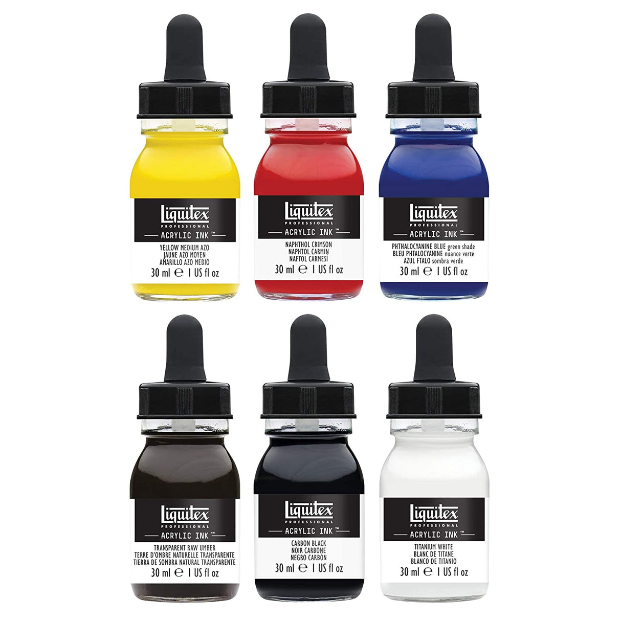 Liquitex Professional Acrylic Ink Essential Set, Set Of 6 - SCOOBOO - 3699314 - Acrylic paints