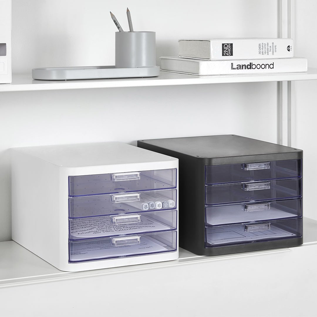 Litem Clear 4 Drawers Multi Cabinet - SCOOBOO - 271492-TGM - Pen Stand & Organisers