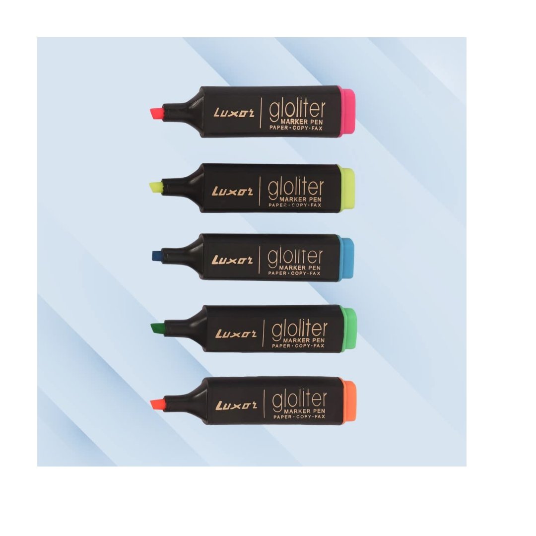 Luxor Gloliter Marker Pen - Assorted Colors- Set Of 5 - SCOOBOO - 9000013630 - Markers