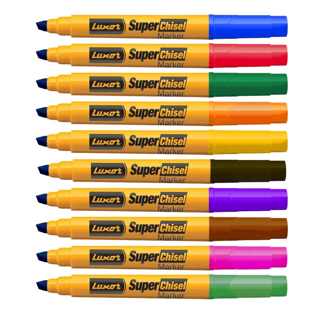 Luxor Super Chisel Marker Pack Of 10 - SCOOBOO - 999 - White-Board & Permanent Markers