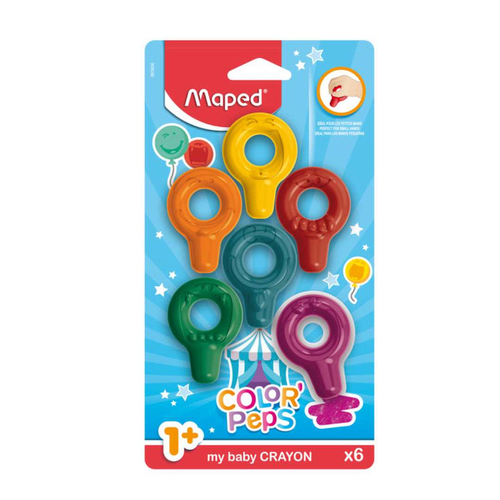 Maped Baby Color Peps My First Crayons Pack Of 6 - SCOOBOO - 863806 - Wax Crayons