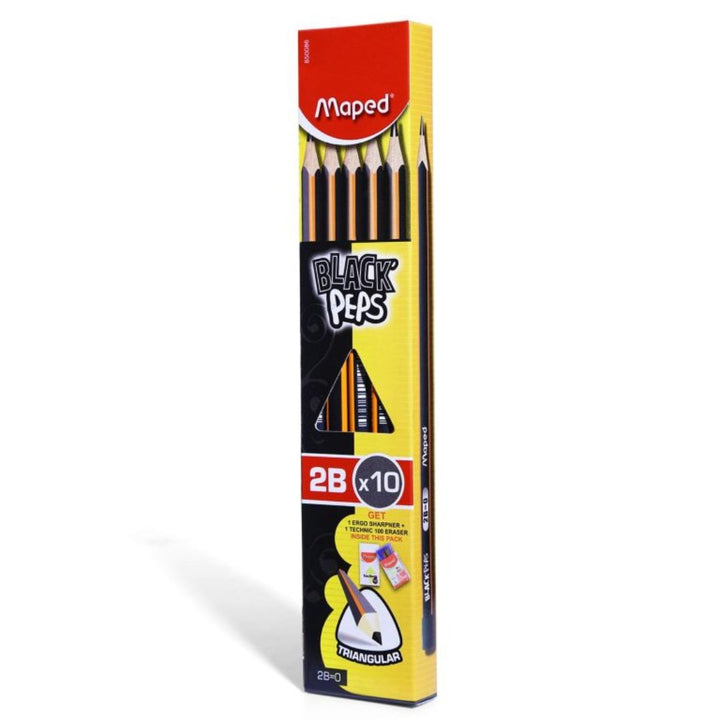Maped Black'Peps Pencils (Pack of 10) - SCOOBOO - 851783 - Pencils