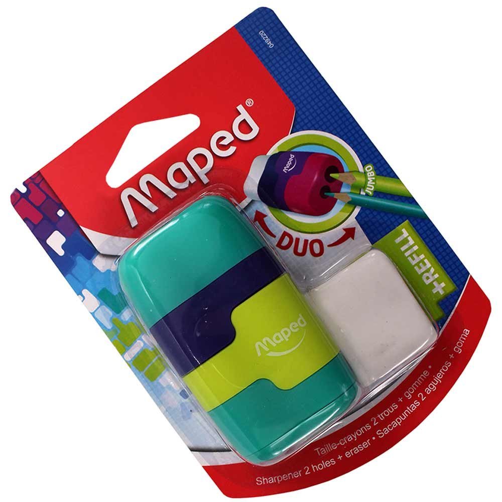 Maped-Duo Grip Erasers and Pencil Sharpener Assorted Colors - SCOOBOO - 049220 - Sharpeners