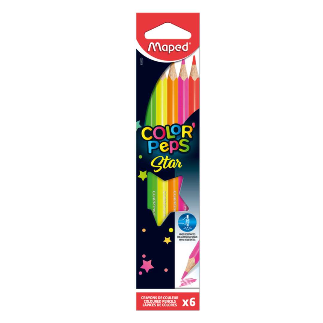 Maped Fluos Color Pencils Pack Of 6 - SCOOBOO - 832003 - Coloured Pencils