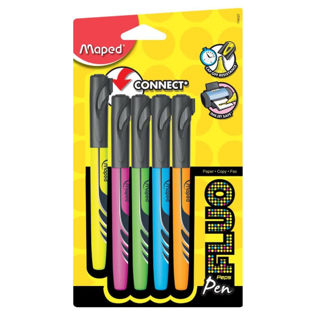 Maped Pen Connect Highlighter Set - Pack of 5 (Multicolor) - SCOOBOO - Highlighter