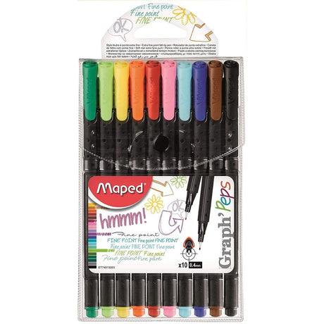 Maped Peps Fine Felt Tip Pen Set - Pack of 10 - SCOOBOO - 749150 - Fineliner