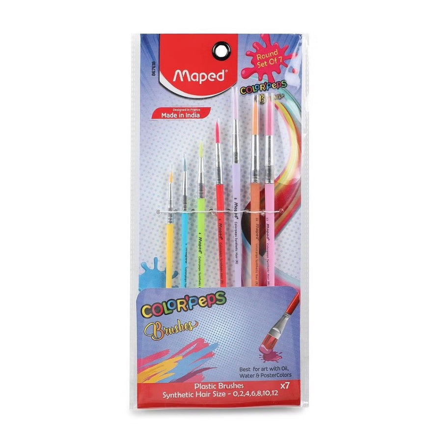 Maped Plastic Handle Sythetic 7 Round Brush - SCOOBOO - 867618 - Paint Brushes & Palette Knives