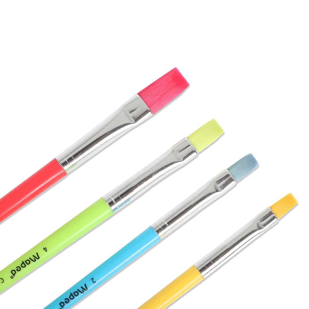 Maped Synthetic Flat Brush Set (Pack of 4) - SCOOBOO - 867700 - Art Brushes
