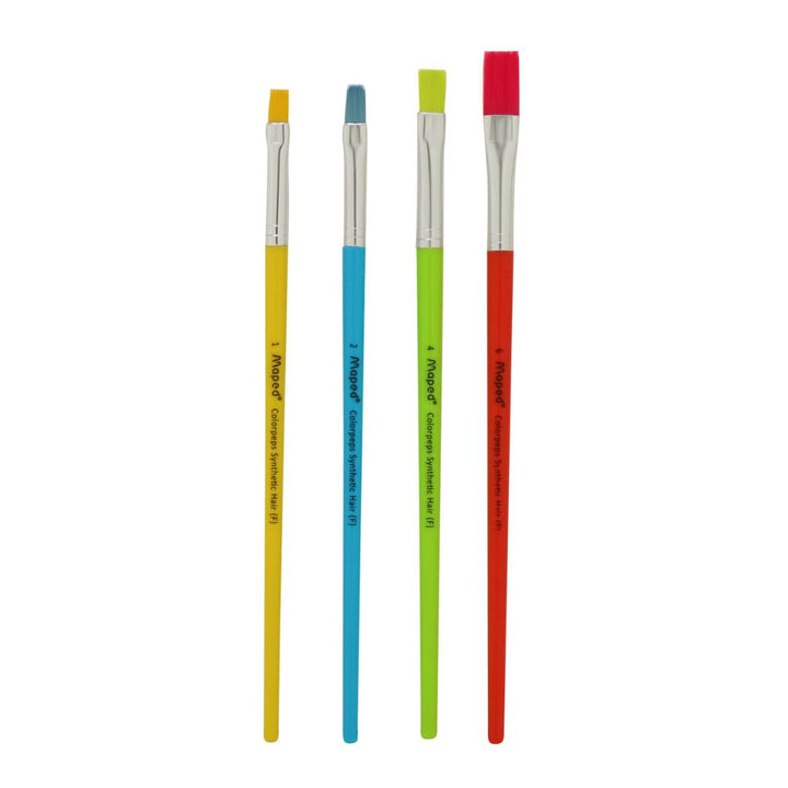 Maped Synthetic Flat Brush Set (Pack of 4) - SCOOBOO - 867700 - Art Brushes