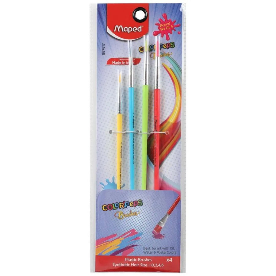 Maped Synthetic Brush Set (Set of 4) - SCOOBOO - 867617 - Paint Brushes & Palette Knives