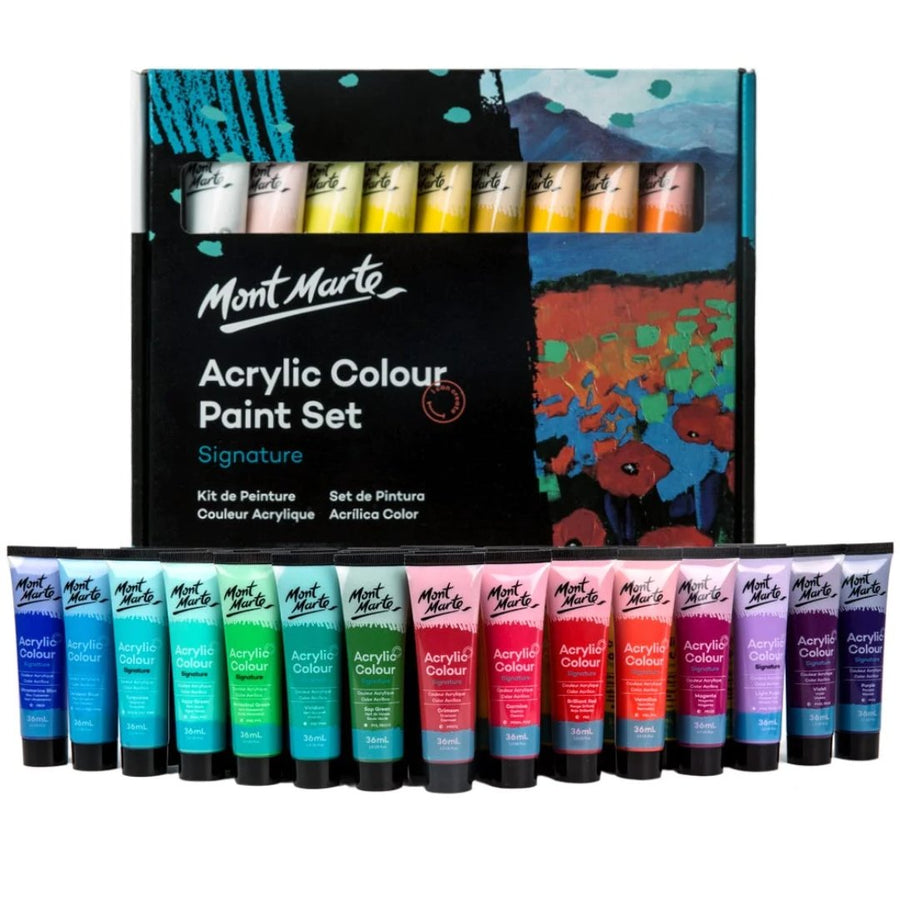 Mont Marte Acrylic Colour Paint Set Signature Pack Of 36 - SCOOBOO - MSCH3636 - Acrylic paints