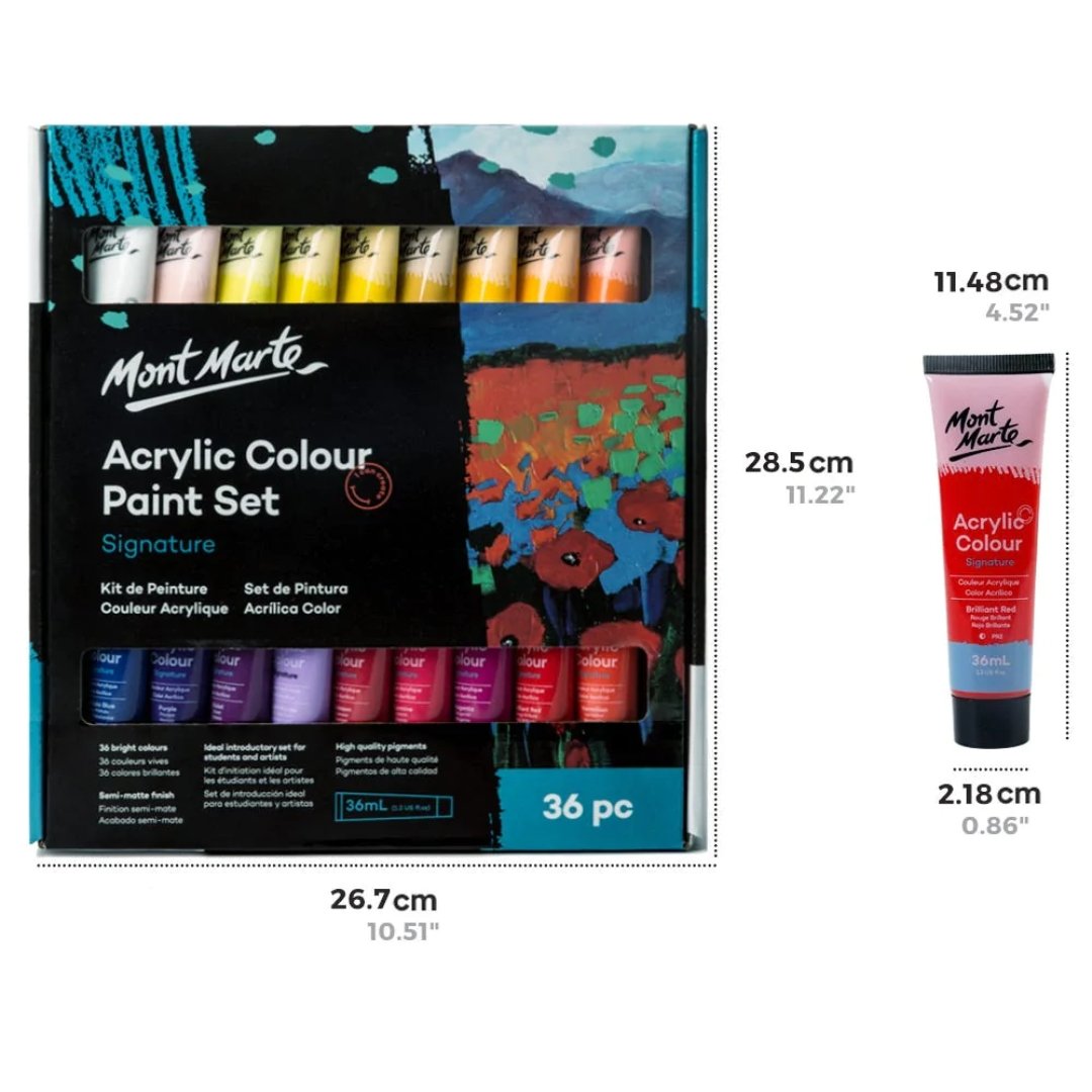 Mont Marte Acrylic Colour Paint Set Signature Pack Of 36 - SCOOBOO - MSCH3636 - Acrylic paints