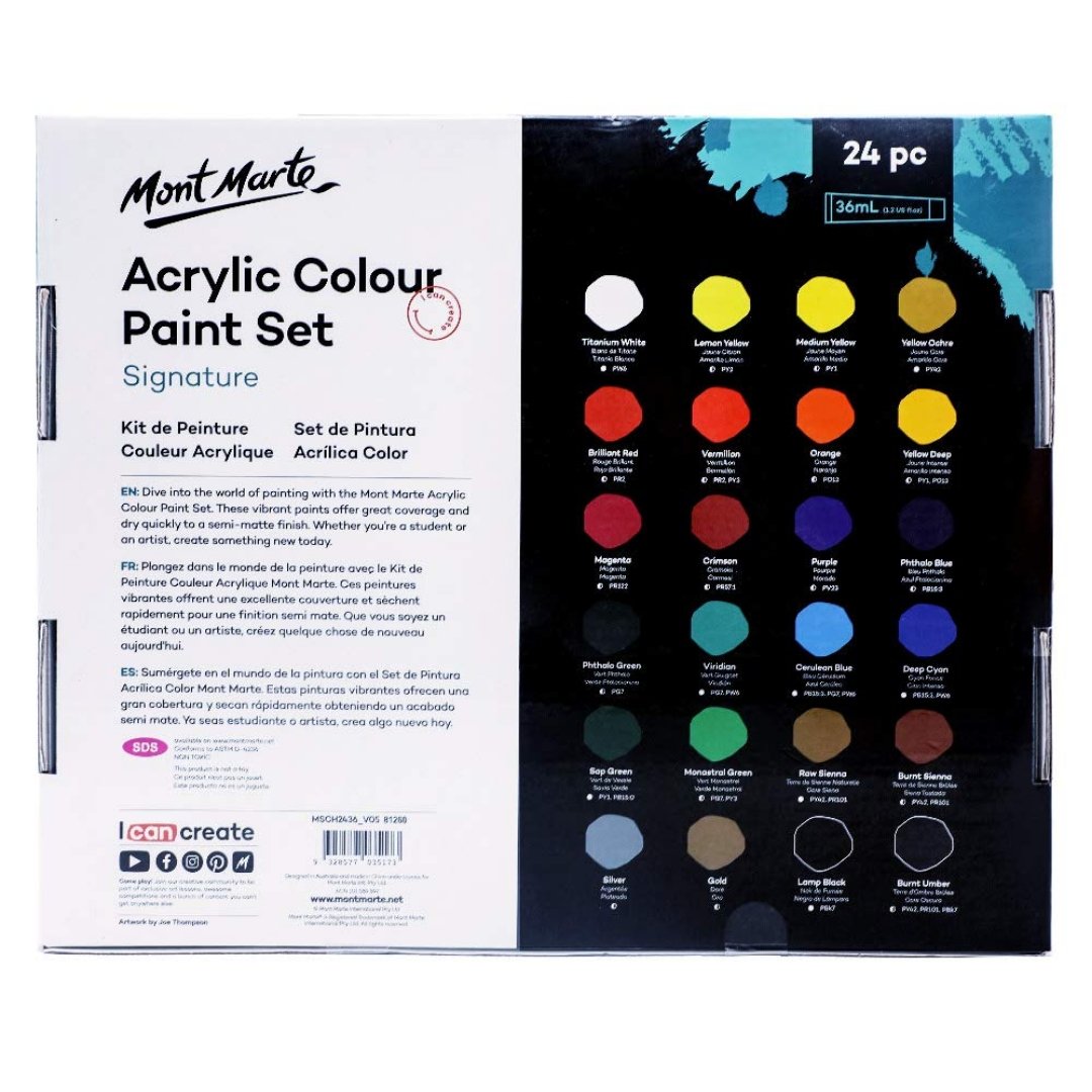 Mont Marte Acrylic Paint Set 24 - SCOOBOO - MSCH2436 - Acrylic paints