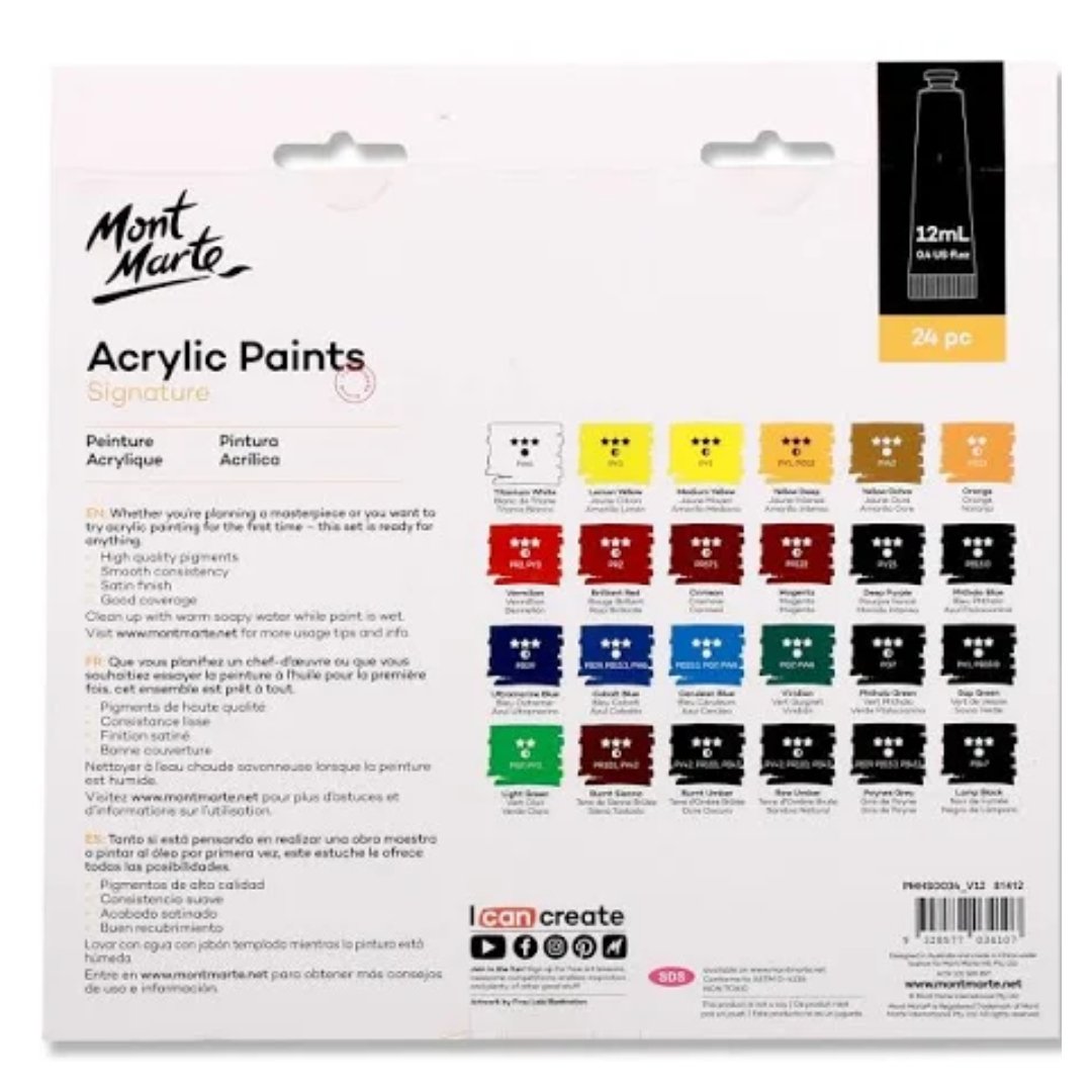 Mont Marte Acrylic Paints Signatures-24PC - SCOOBOO - PMHS0034_V13 81488 - Acrylic paints