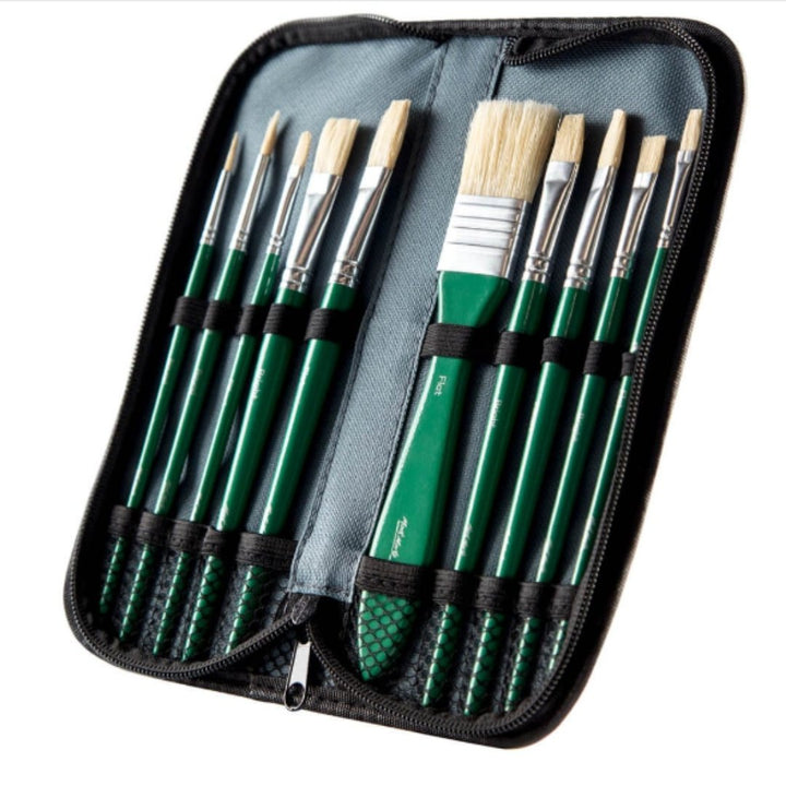 Mont Marte Brush Set In Wallet-Pack Of 11 - SCOOBOO - BMHS0031 - Paint Brushes & Palette Knives
