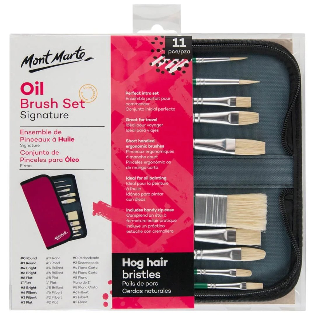 Mont Marte Brush Set In Wallet-Pack Of 11 - SCOOBOO - BMHS0032 - Paint Brushes & Palette Knives