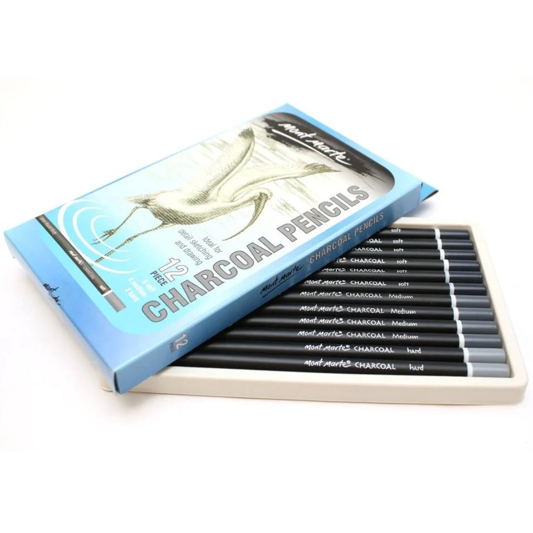Mont Marte Charcoal Pencils Pack Of 12 - SCOOBOO - MPN0017 - Charcoal Pencil