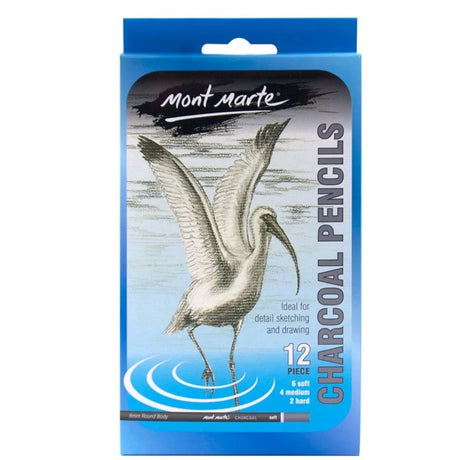 Mont Marte Charcoal Pencils Pack Of 12 - SCOOBOO - MPN0017 - Charcoal Pencil