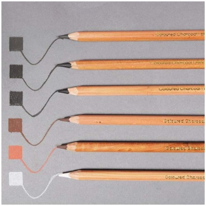 Mont Marte Coloured Charcoal Pencils - 12pcs - SCOOBOO - 81503 - Charcoal Pencil