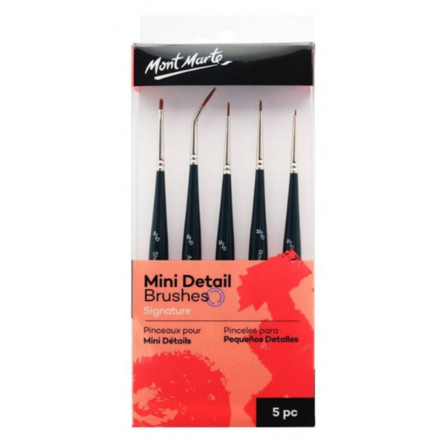 Mont Marte Detail Brush Set Pack Of 5 - SCOOBOO - BMHS0033 - Paint Brushes & Palette Knives