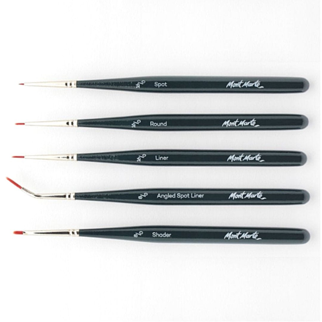 Mont Marte Detail Brush Set Pack Of 5 - SCOOBOO - BMHS0033 - Paint Brushes & Palette Knives