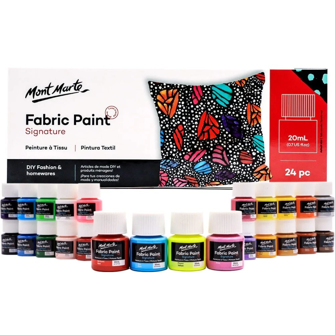 Mont Marte Fabric Paints Pack Of 24 - SCOOBOO - PMHS0081 - Fabric paint