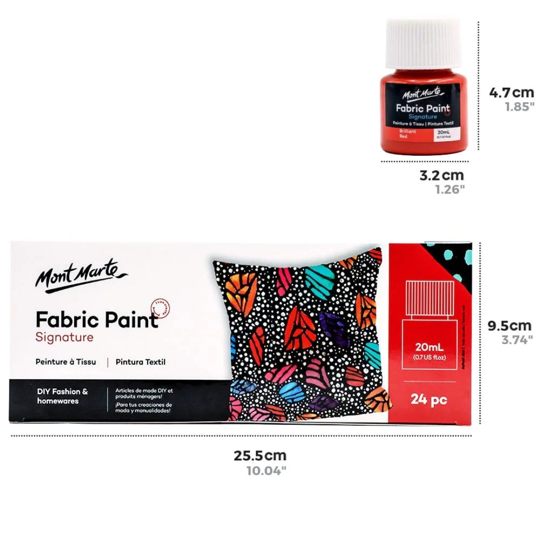 Mont Marte Fabric Paints Pack Of 24 - SCOOBOO - PMHS0081 - Fabric paint