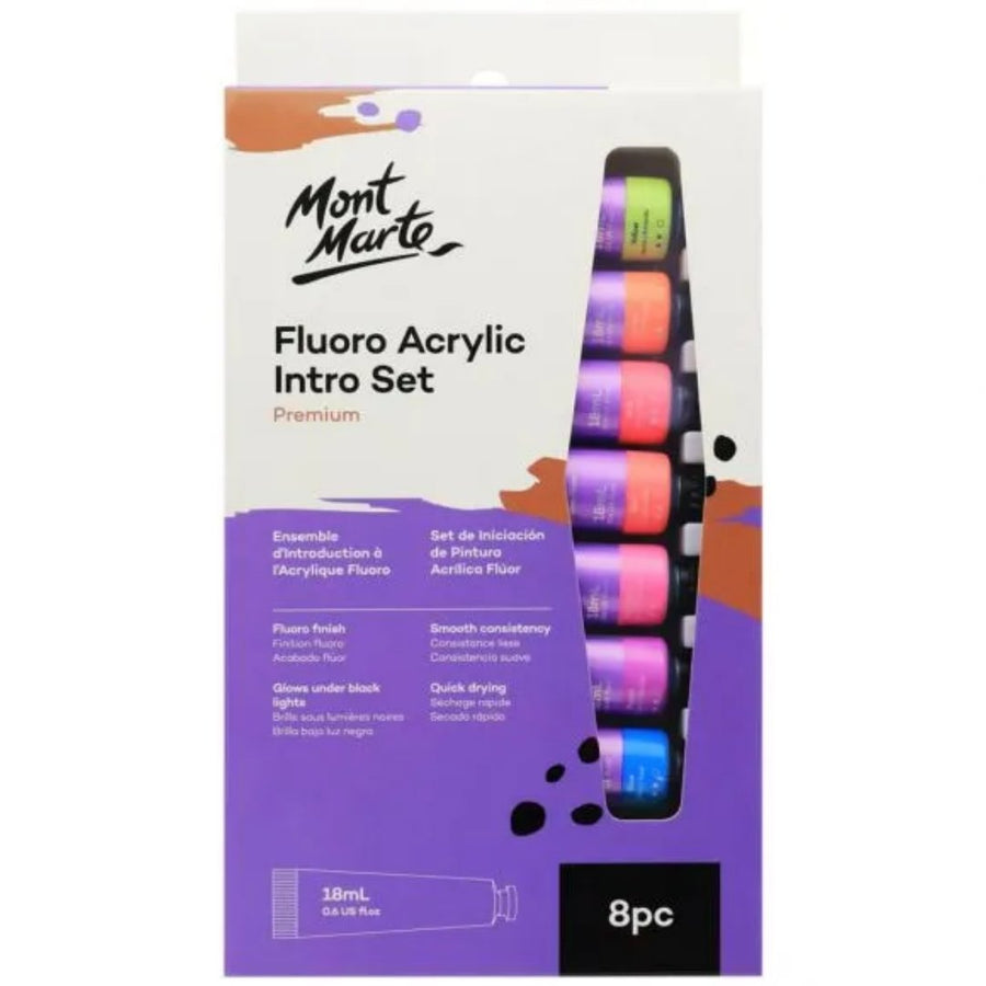 Mont Marte Fluoro Acrylic Paint Intro Set - SCOOBOO - PMFL8181 - Acrylic paints