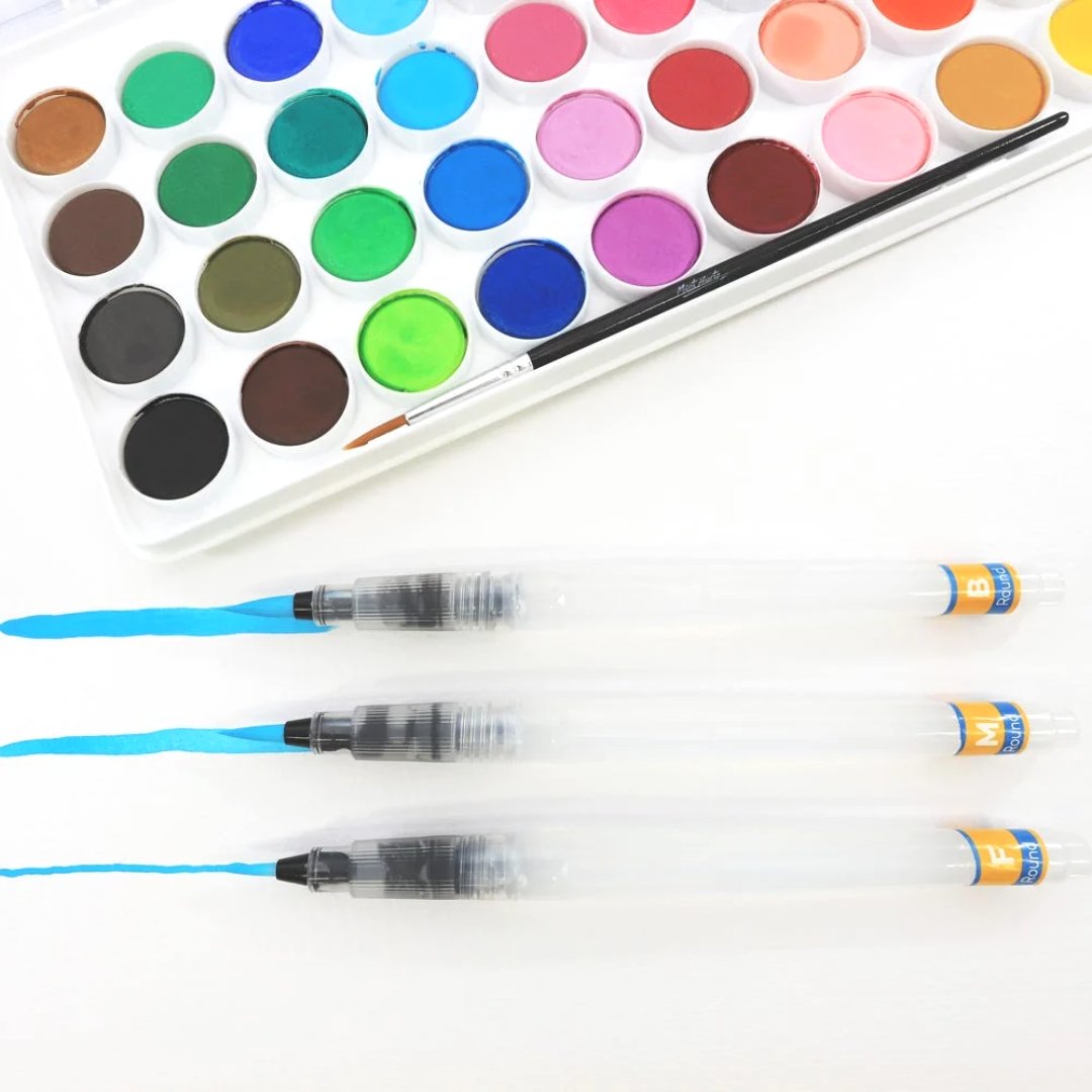 Mont Marte F/M/B Waterbrush Set (Pack Of 3) - SCOOBOO - BMHS0035 - Paint Brushes & Palette Knives