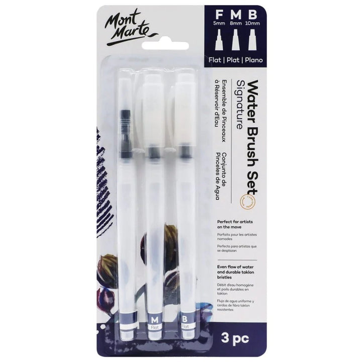 Mont Marte F/M/B Waterbrush Set (Pack Of 3) - SCOOBOO - BMHS0045 - Paint Brushes & Palette Knives