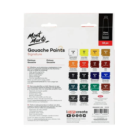 Mont Marte Gouache Paints 18pc - SCOOBOO - 81514 - Poster paints
